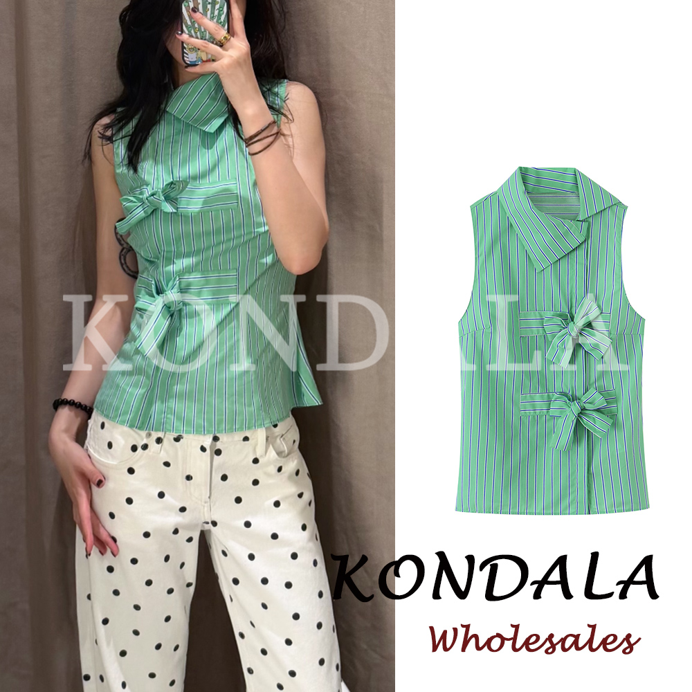 KONDALA Chic Striped Green Y2K - Shirt Camp Collar recensie en prijs