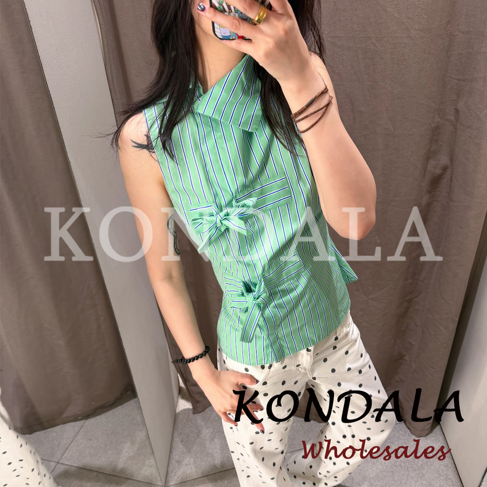 KONDALA Chic Striped Green Y2K - Shirt Camp Collar recensie en prijs