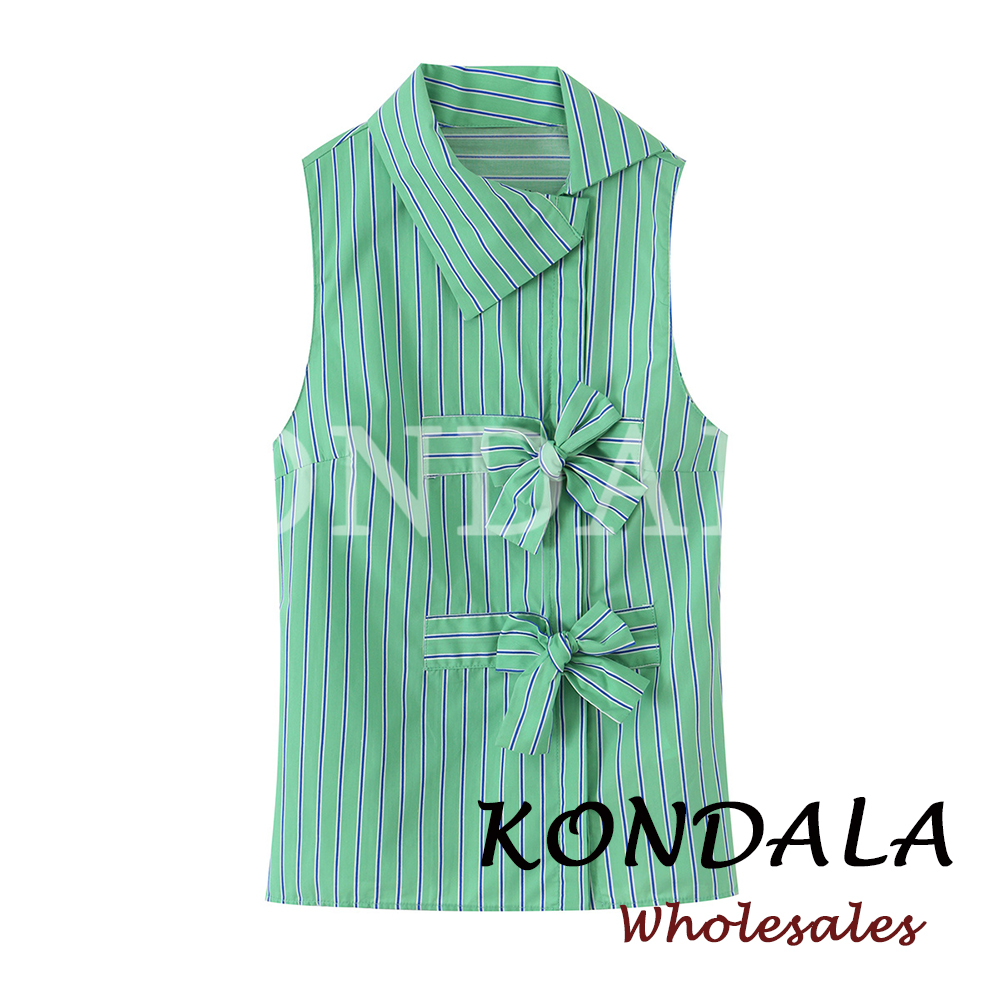 KONDALA Chic Striped Green Y2K - Shirt Camp Collar recensie en prijs