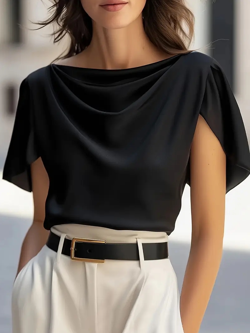 Elegant Draped Collar Butterfl - Shirt Camp Collar recensie en prijs