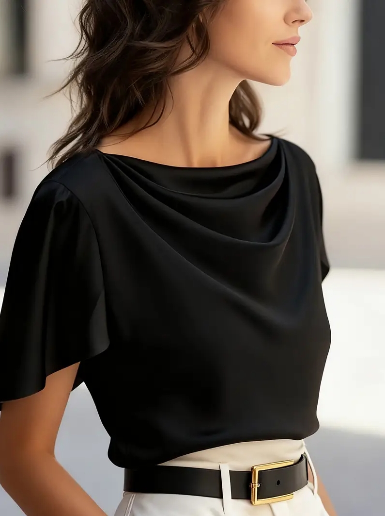 Elegant Draped Collar Butterfl - Shirt Camp Collar recensie en prijs