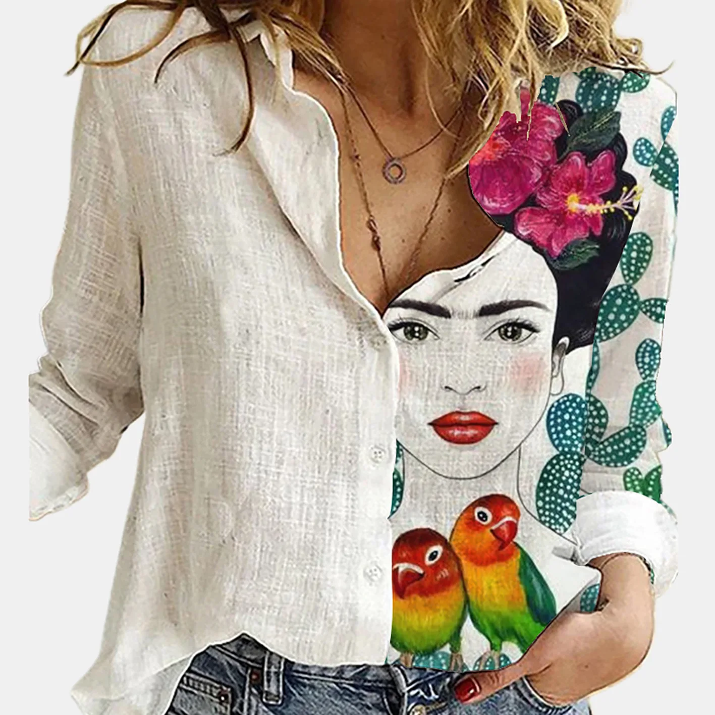 Women Spring And Autumn Long S - Shirt Camp Collar recensie en prijs
