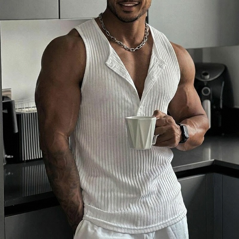 Sporty Tank Top Solid Color Cr - Tank Top Muscle recensie en prijs