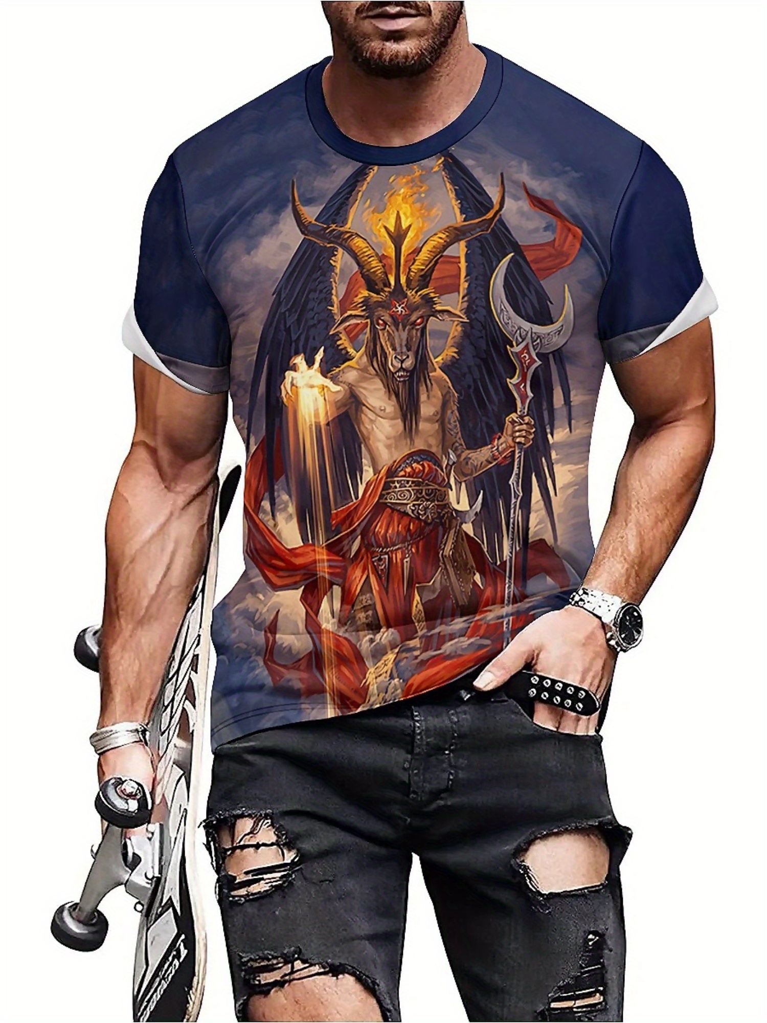 Men's 3D Demon Print T-Shirt | - Tee Graphic Print recensie en prijs
