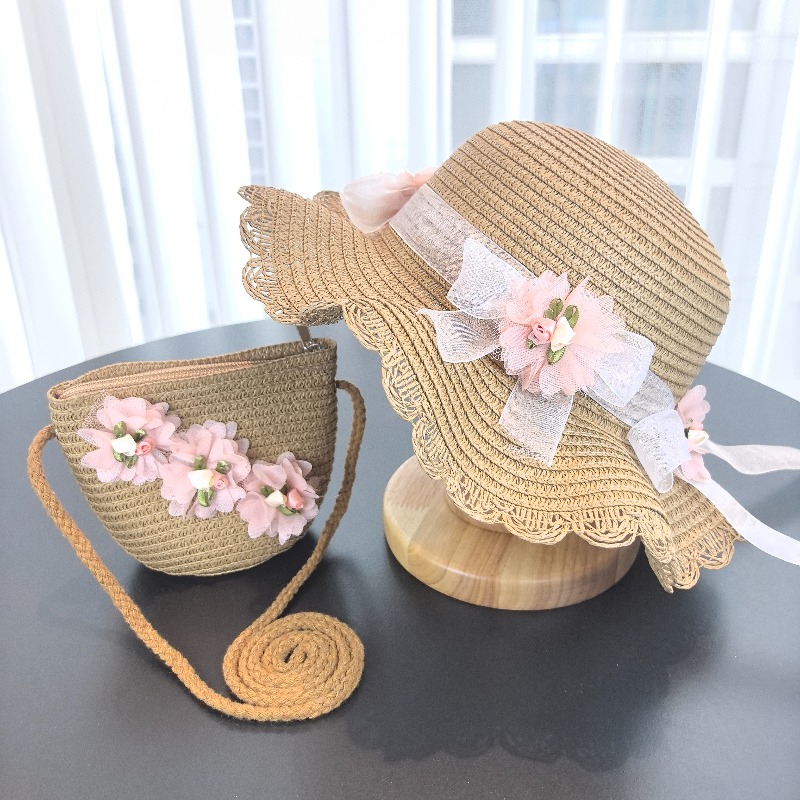 Girls 2pcs Straw Hat Solid Col - Bucket Hat Straw recensie en prijs