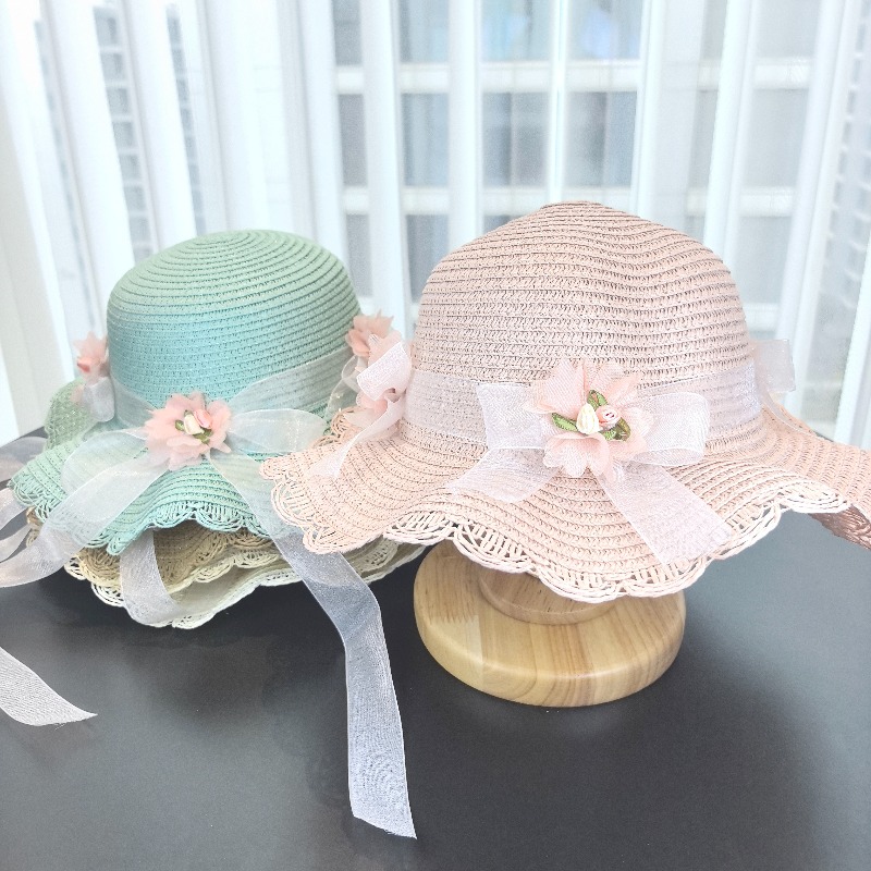Girls 2pcs Straw Hat Solid Col - Bucket Hat Straw recensie en prijs