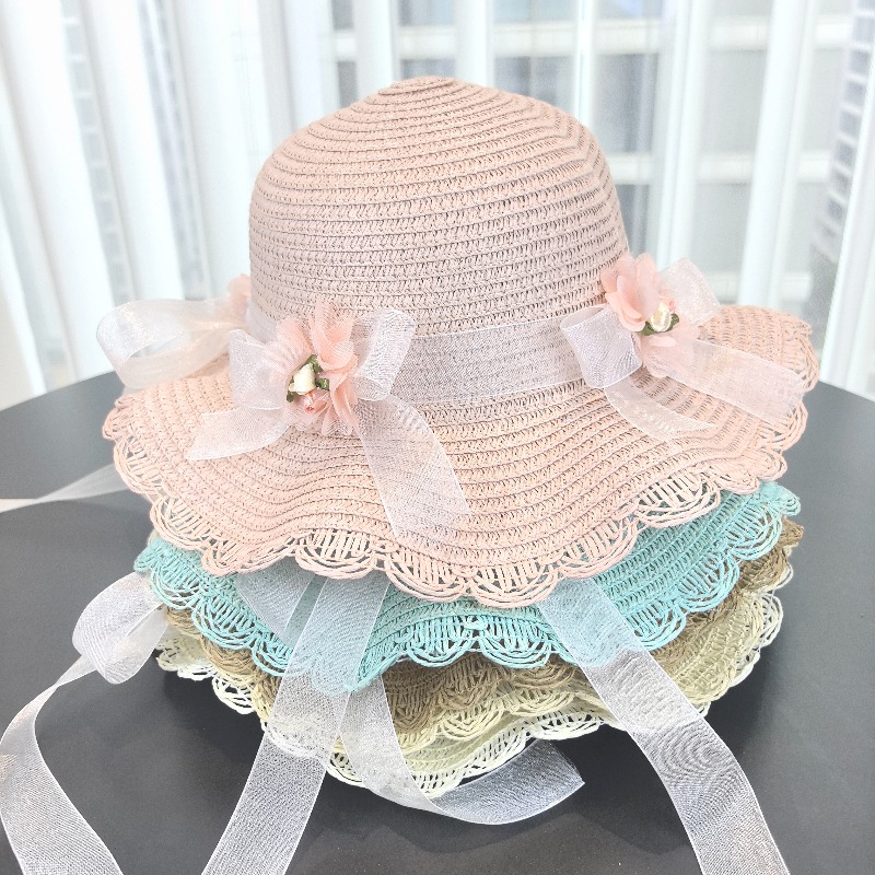 Girls 2pcs Straw Hat Solid Col - Bucket Hat Straw recensie en prijs